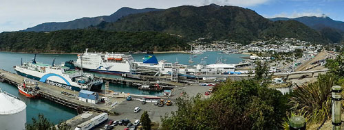 Picton Harbour with interislander ferries